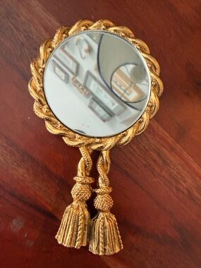 Vintage Annick Goutal Gold Tassel Hand Mirror
